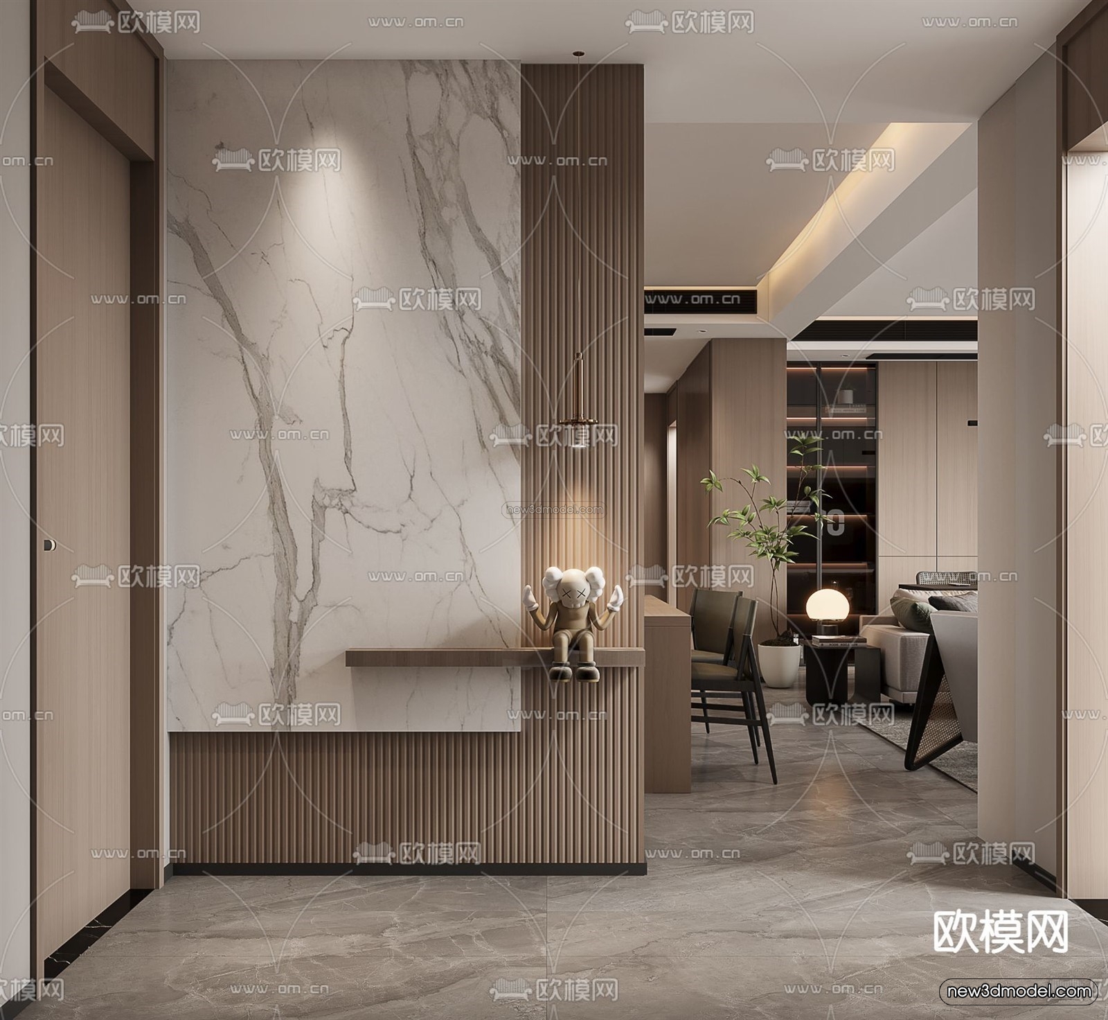 Modern Style Interior 3D Blocks – Living Room 3D Model – 083 – VRAY - thumbnail 2