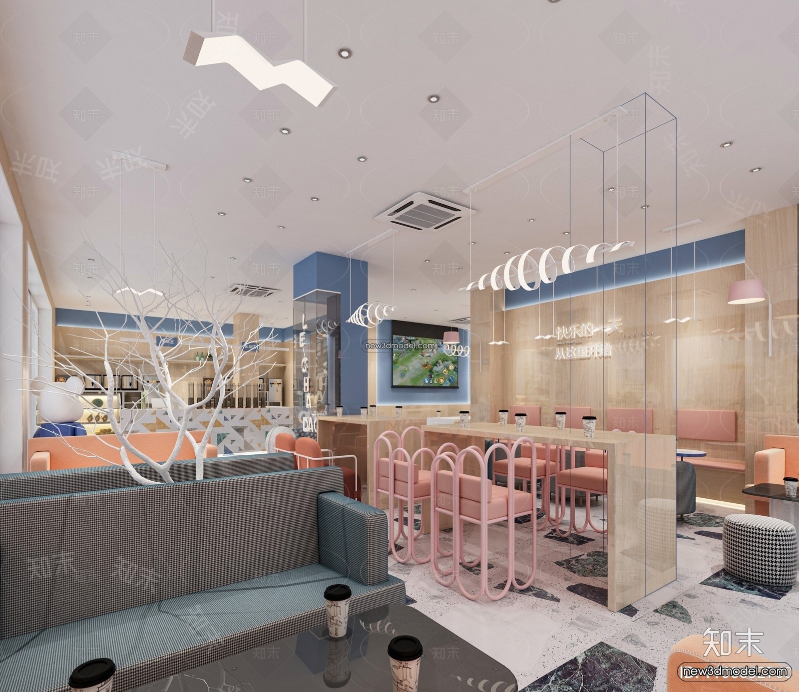 Restaurant and Fastfood 3D Scene – 3D Blocks – 136 – VRAY - thumbnail 2