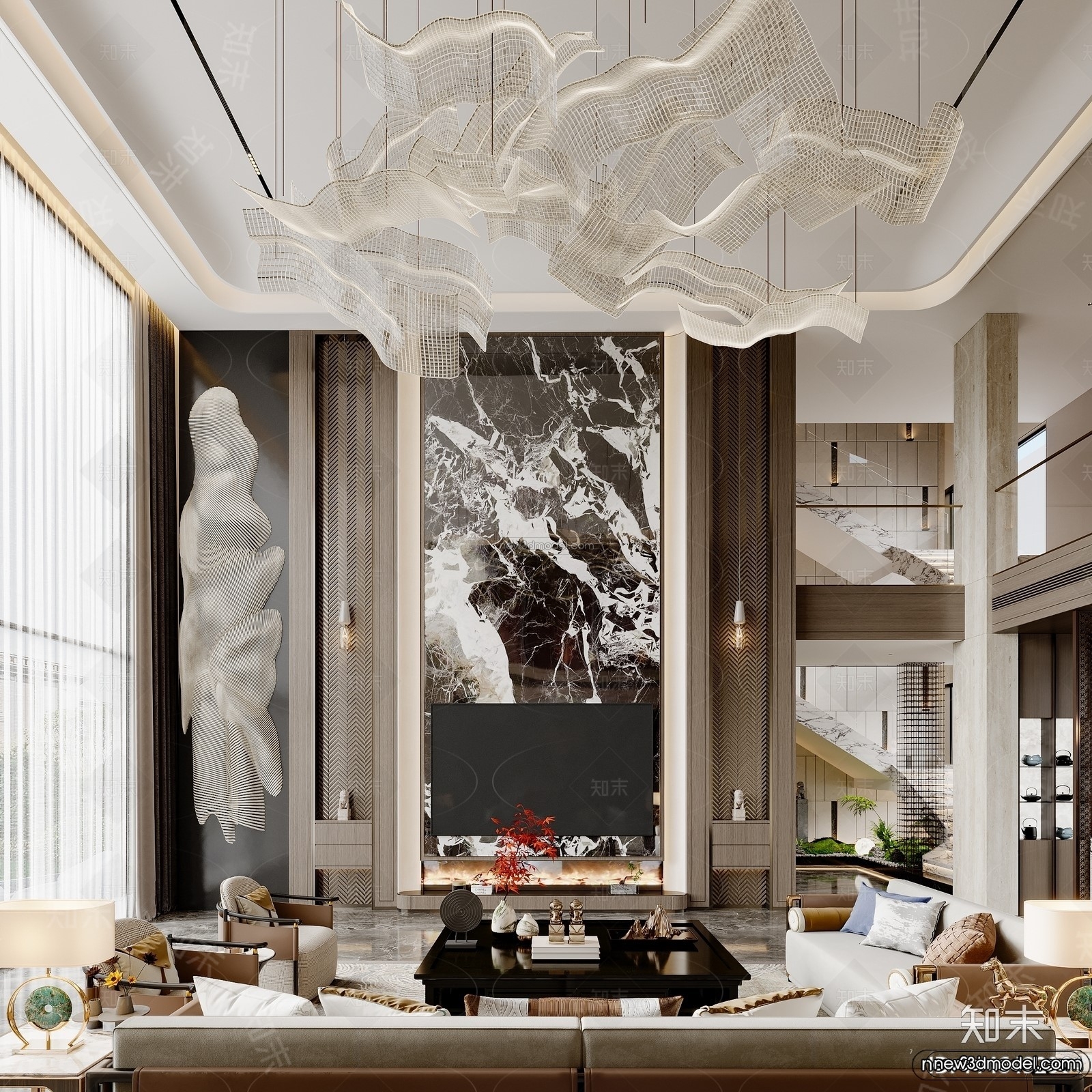 Modern Style Interior 3D Blocks and 3D Models – Living Room 3D Scene – 056 – CORONA - thumbnail 3