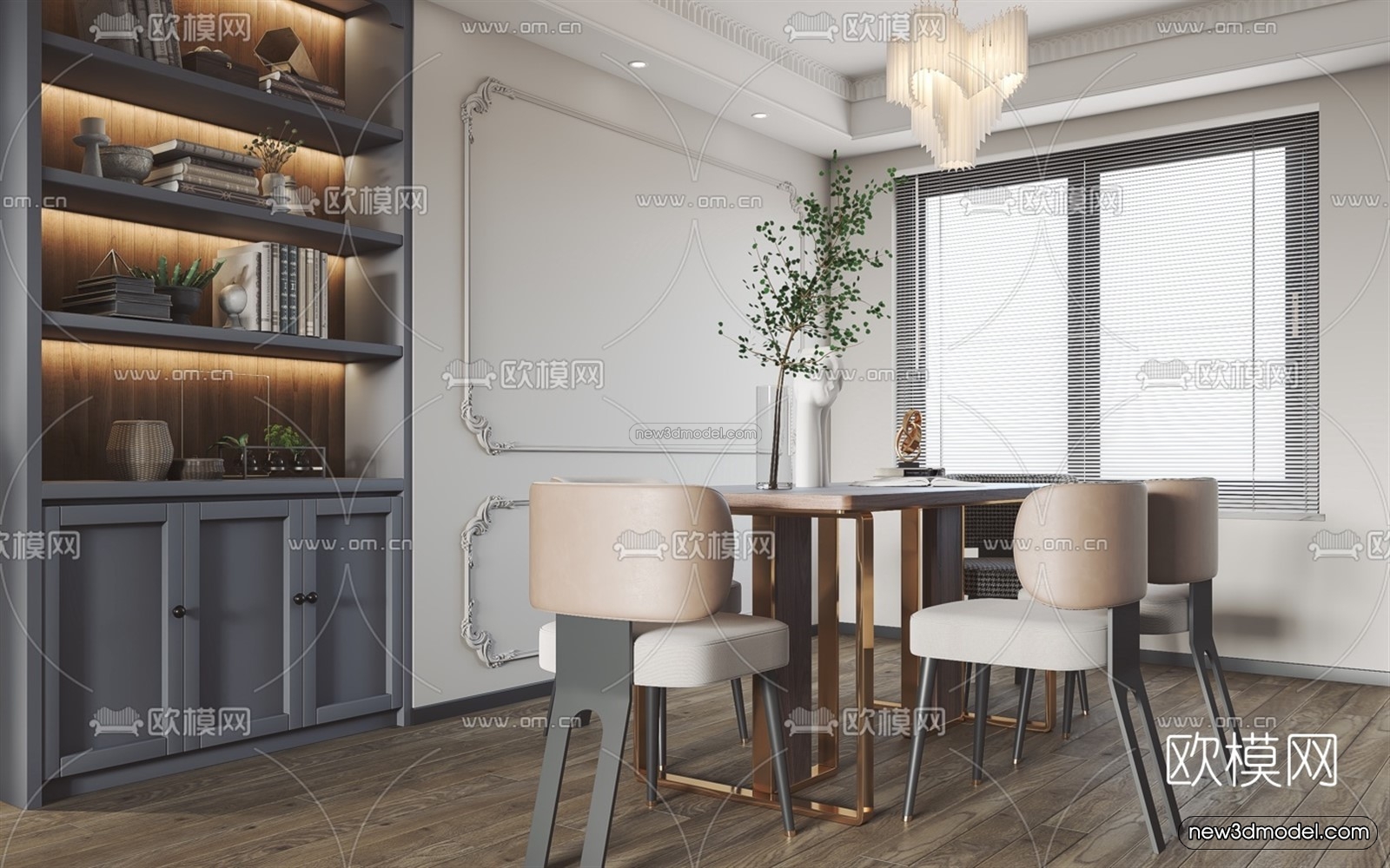 Morandi Style Interior 3D Blocks – Living Room 3D Scene – 050 – VRAY - thumbnail 3