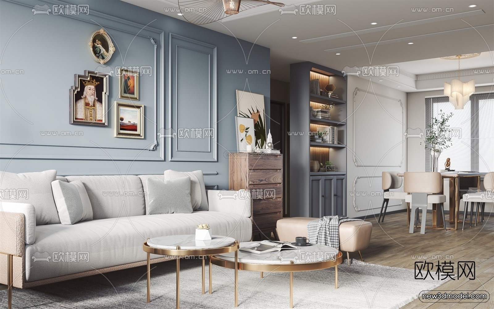 Morandi Style Interior 3D Blocks – Living Room 3D Scene – 050 – VRAY - thumbnail 2