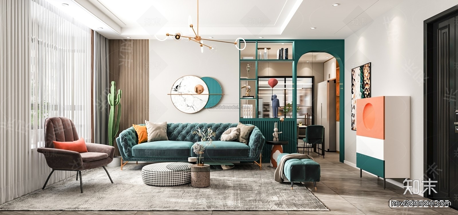 Nordic Style Interior 3D Blocks – Living Room 3D Model – 005 – VRAY - thumbnail 2