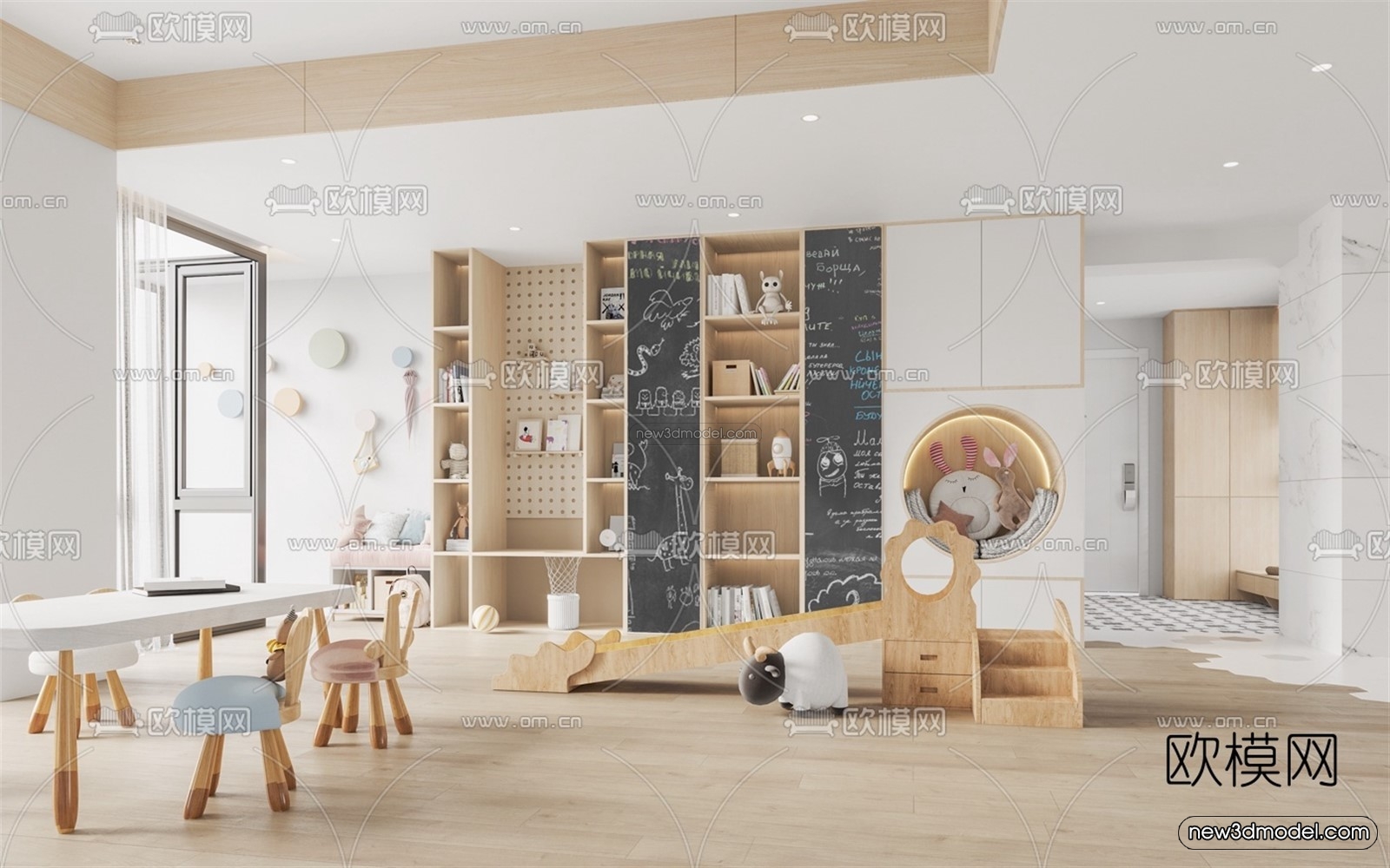 Nordic Style Interior 3D Blocks – Living Room 3D Model – 007 – VRAY - thumbnail 4