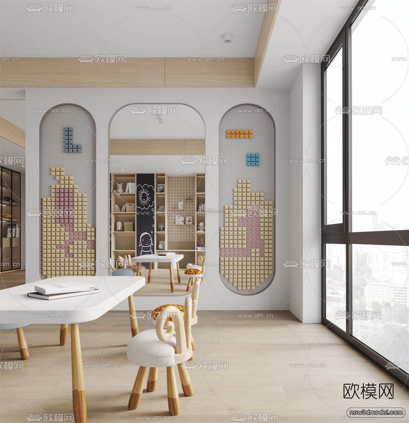 Nordic Style Interior 3D Blocks – Living Room 3D Model – 007 – VRAY - thumbnail 2