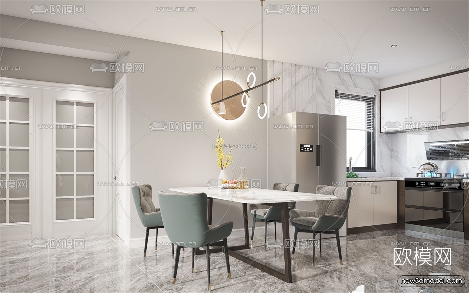 Nordic Style Interior 3D Blocks – Living Room 3D Model – 015 – VRAY - thumbnail 2
