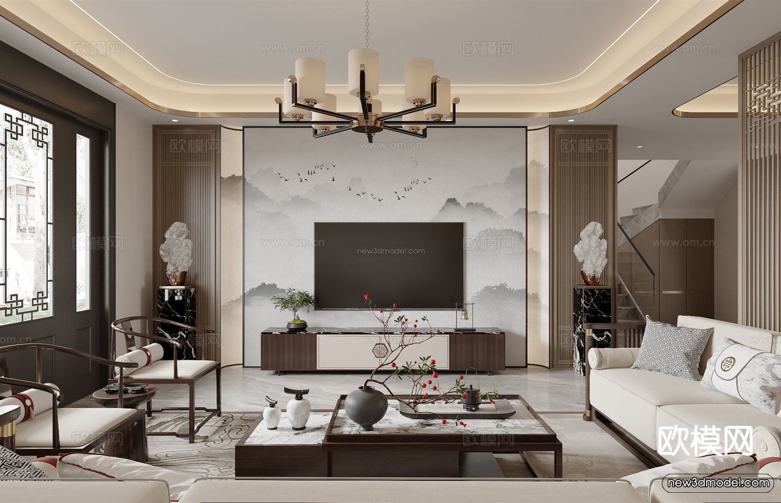 Modern Style Interior 3D Blocks and 3D Models – Living Room 3D Scene – 281 – CORONA - thumbnail 3
