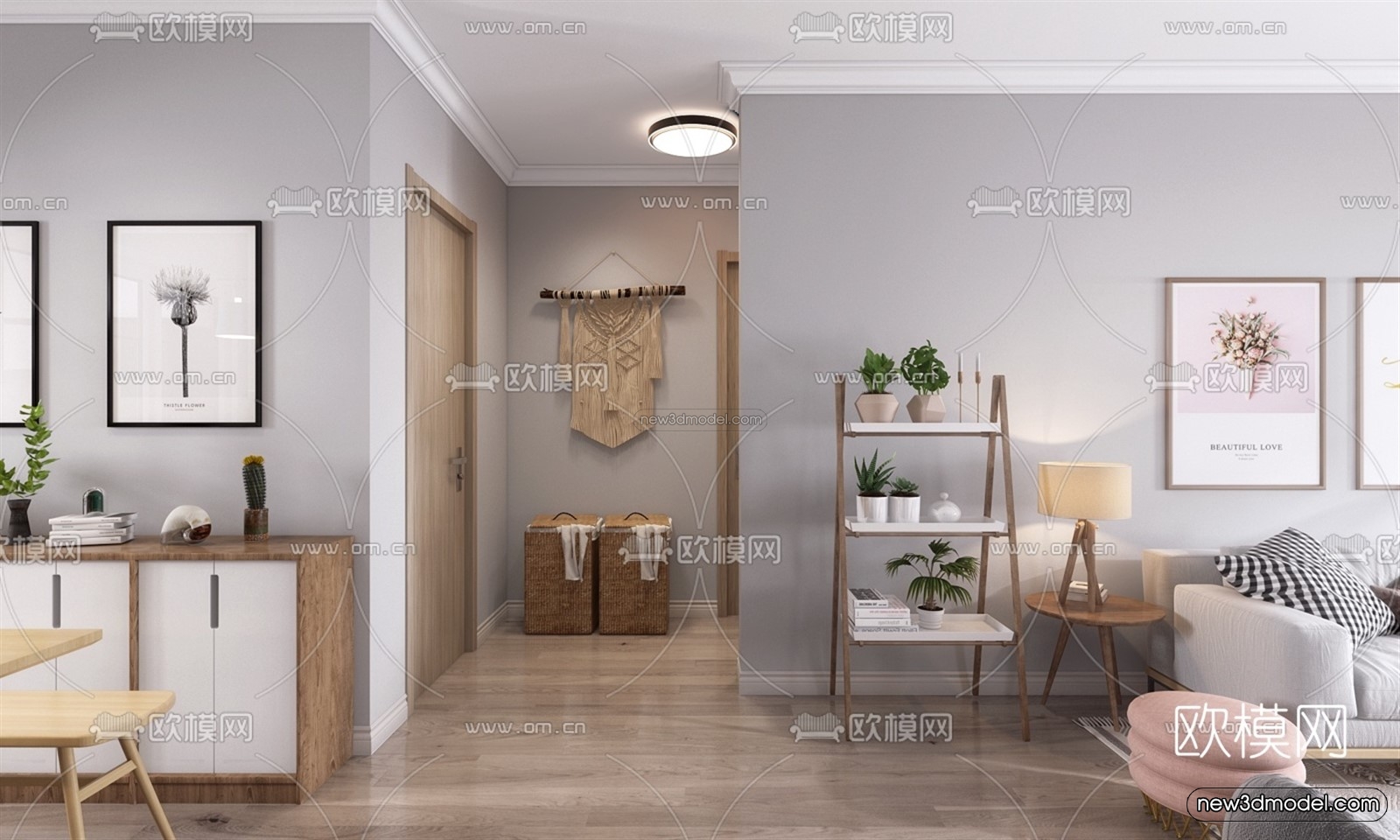 Nordic Style Interior 3D Blocks – Living Room 3D Model – 171 – VRAY - thumbnail 5