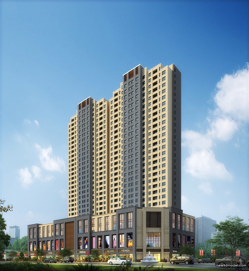 3D Models of Commercial Building – Exterior 3D Scenes – 512 – VRAY - thumbnail 2