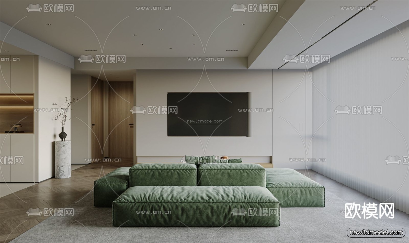 Modern Style Interior 3D Blocks and 3D Models – Living Room 3D Scene – 287 – CORONA - thumbnail 2