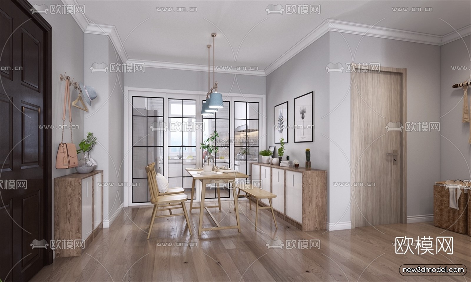 Nordic Style Interior 3D Blocks – Living Room 3D Model – 171 – VRAY - thumbnail 3