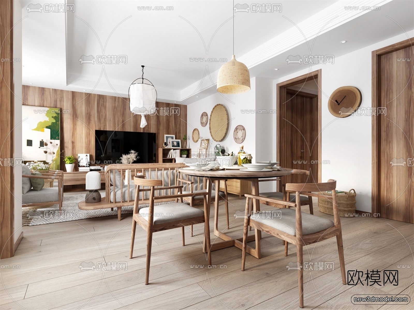 Nordic Style Interior 3D Blocks – Living Room 3D Model – 025 – VRAY - thumbnail 2