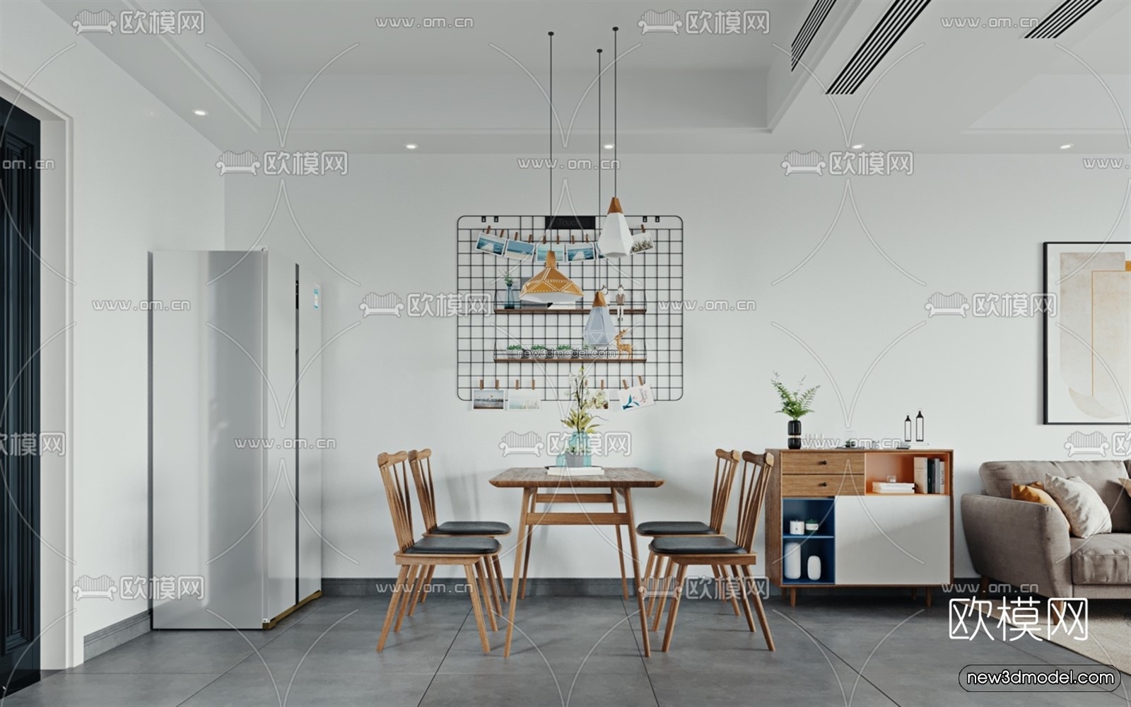 Nordic Style Interior 3D Blocks – Living Room 3D Model – 172 – VRAY - thumbnail 3