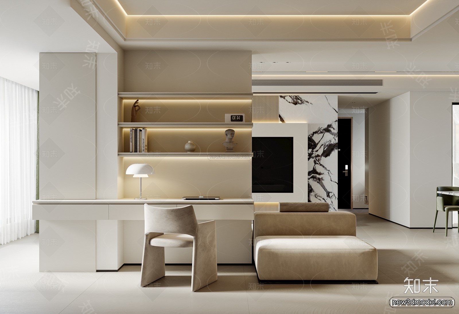 Modern Style Interior 3D Blocks and 3D Models – Living Room 3D Scene – 289 – CORONA - thumbnail 3