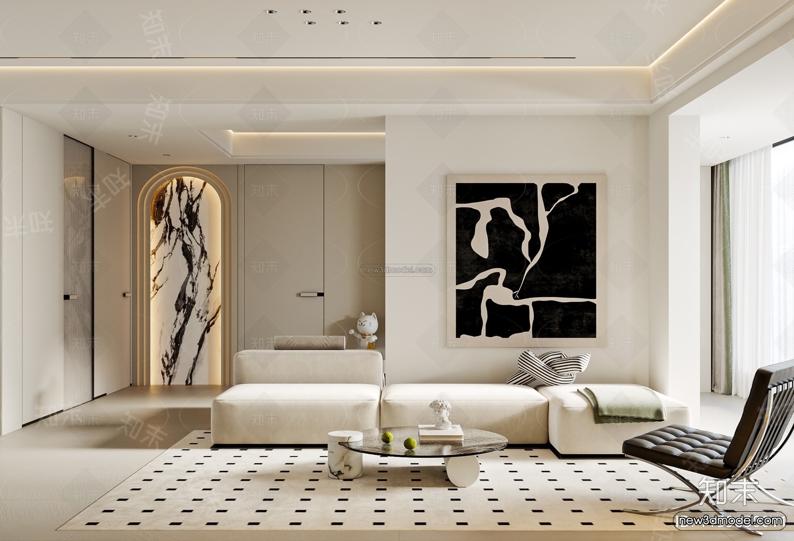 Modern Style Interior 3D Blocks and 3D Models – Living Room 3D Scene – 289 – CORONA - thumbnail 2