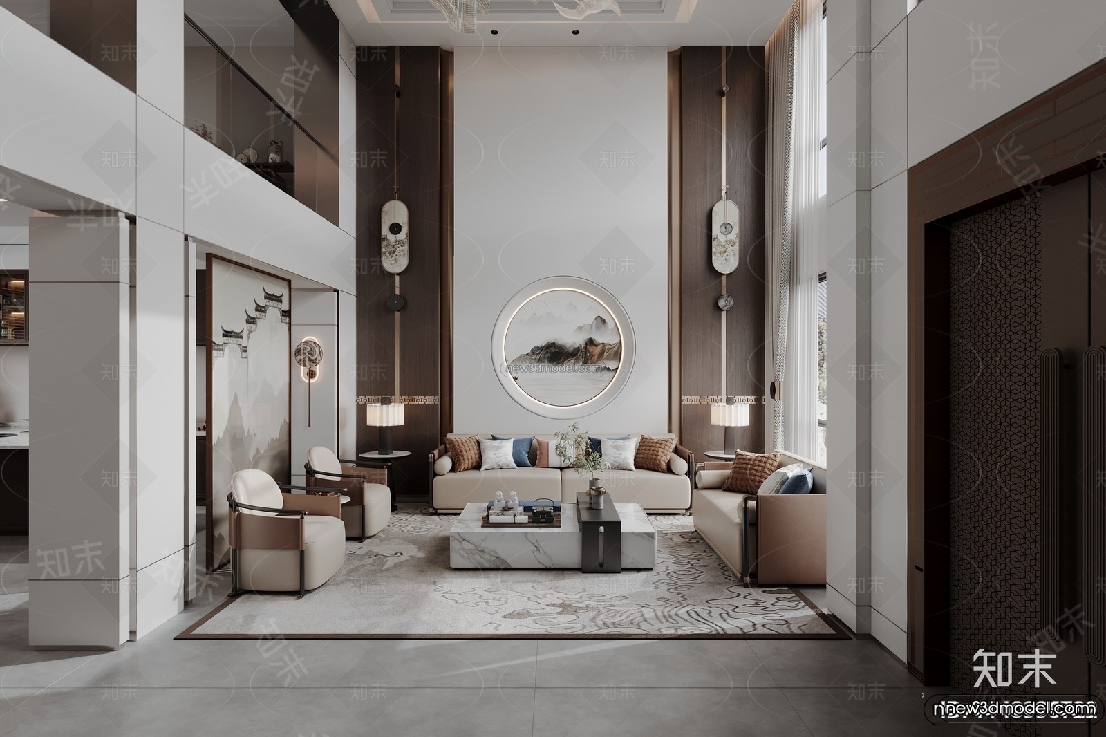 Modern Style Interior 3D Blocks and 3D Models – Living Room 3D Scene – 061 – CORONA - thumbnail 4