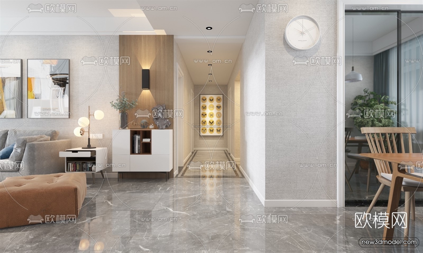 Nordic Style Interior 3D Blocks – Living Room 3D Model – 030 – VRAY - thumbnail 2