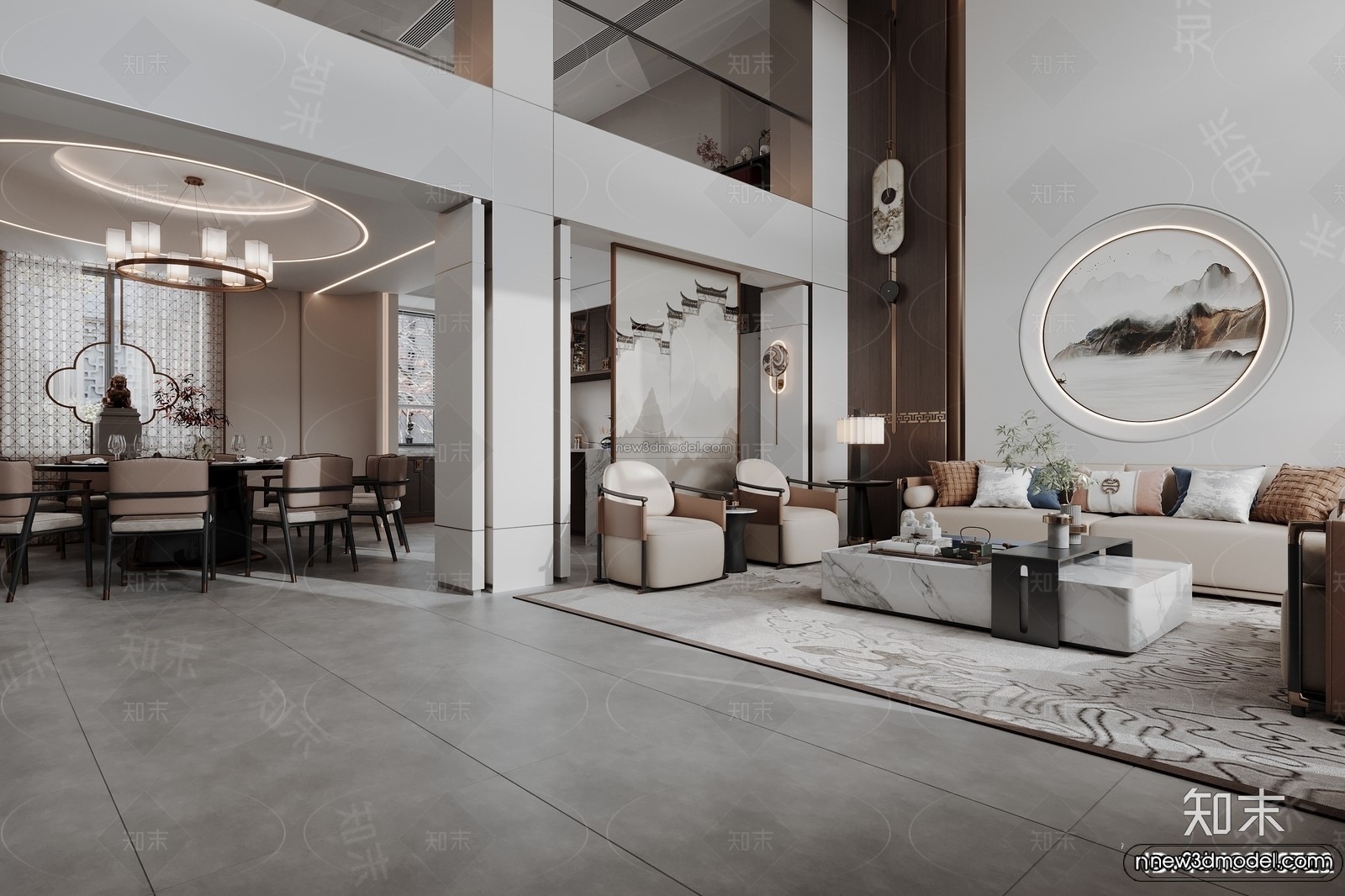 Modern Style Interior 3D Blocks and 3D Models – Living Room 3D Scene – 061 – CORONA - thumbnail 2
