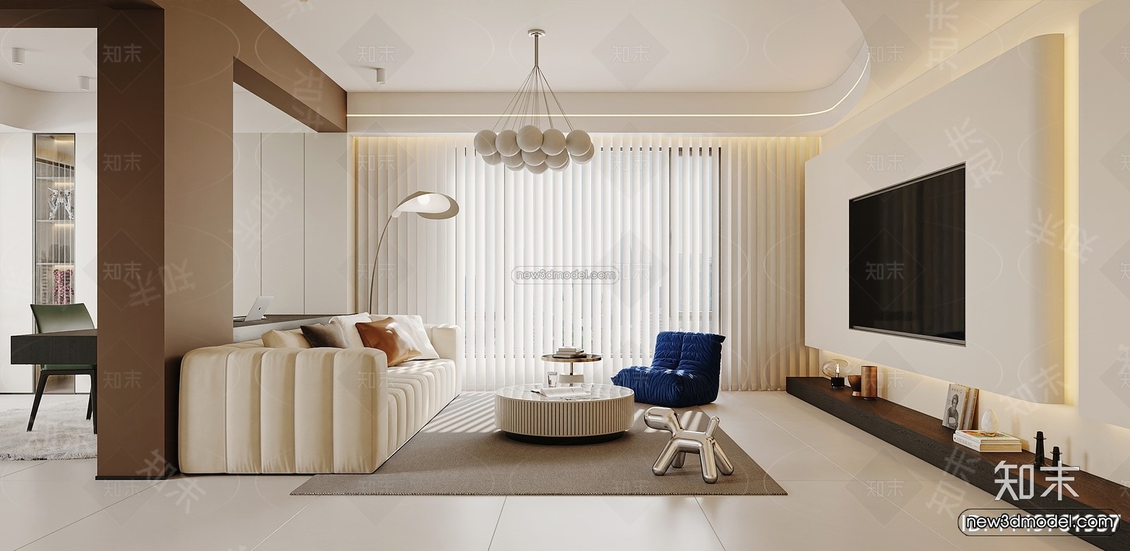 Modern Style Interior 3D Blocks and 3D Models – Living Room 3D Scene – 290 – CORONA - thumbnail 3