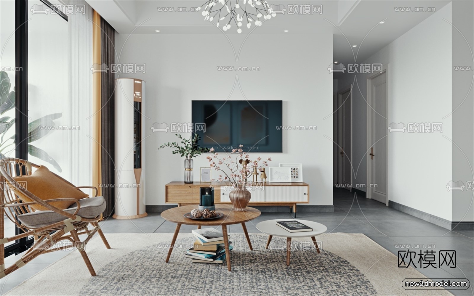 Nordic Style Interior 3D Blocks – Living Room 3D Model – 172 – VRAY - thumbnail 2
