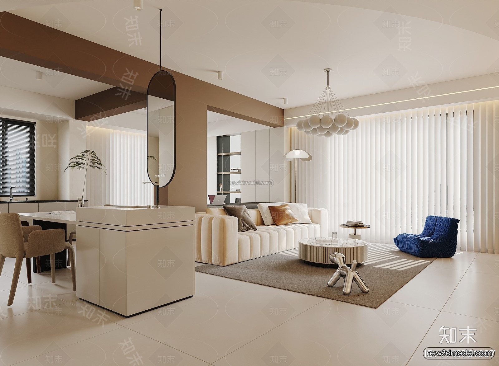 Modern Style Interior 3D Blocks and 3D Models – Living Room 3D Scene – 290 – CORONA - thumbnail 2