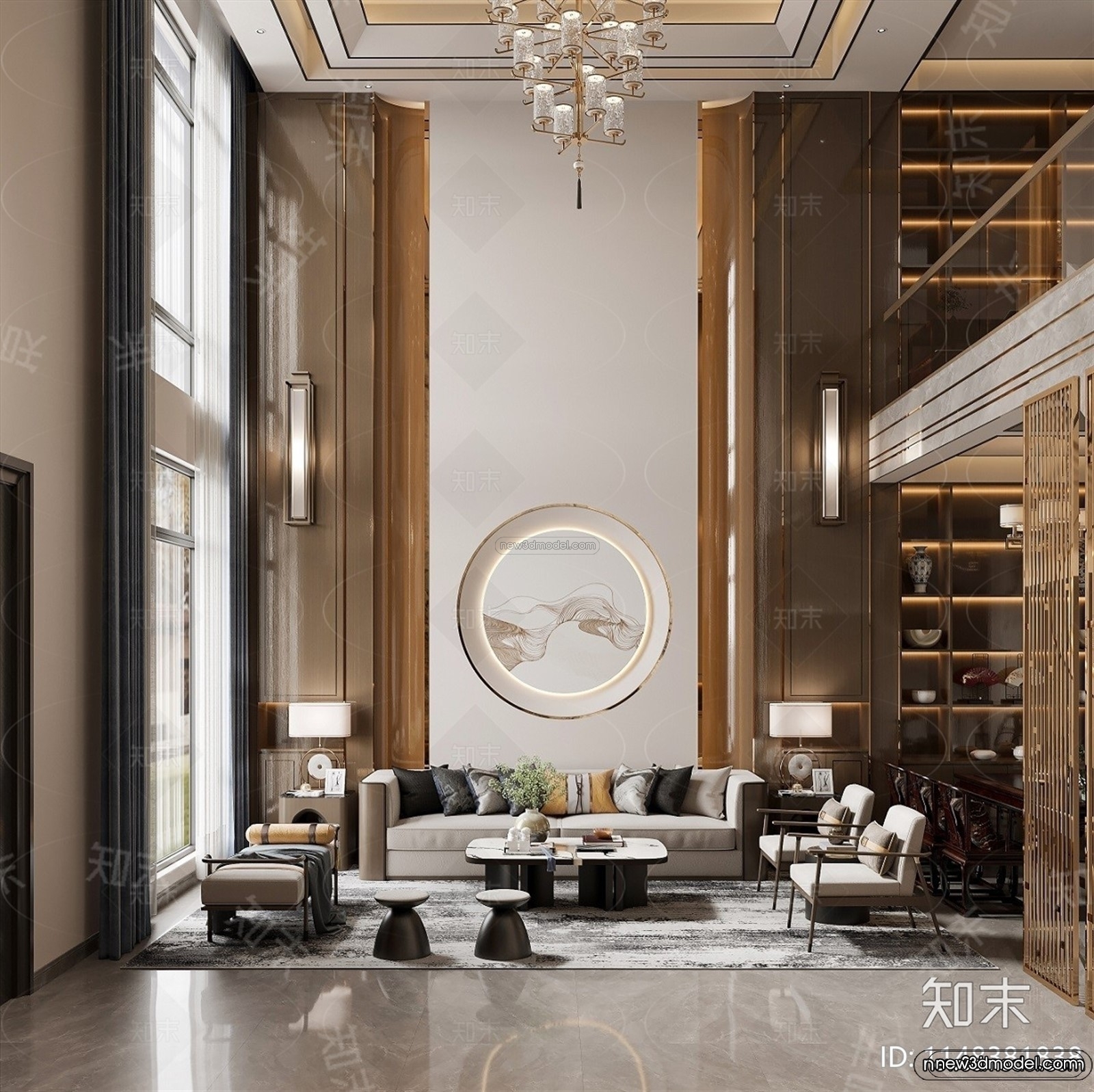 Modern Style Interior 3D Blocks and 3D Models – Living Room 3D Scene – 062 – CORONA - thumbnail 3