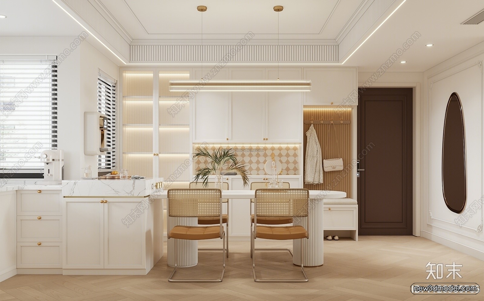 Cream Style Interior 3D Blocks – Living Room 3D Model – 062 – VRAY - thumbnail 2