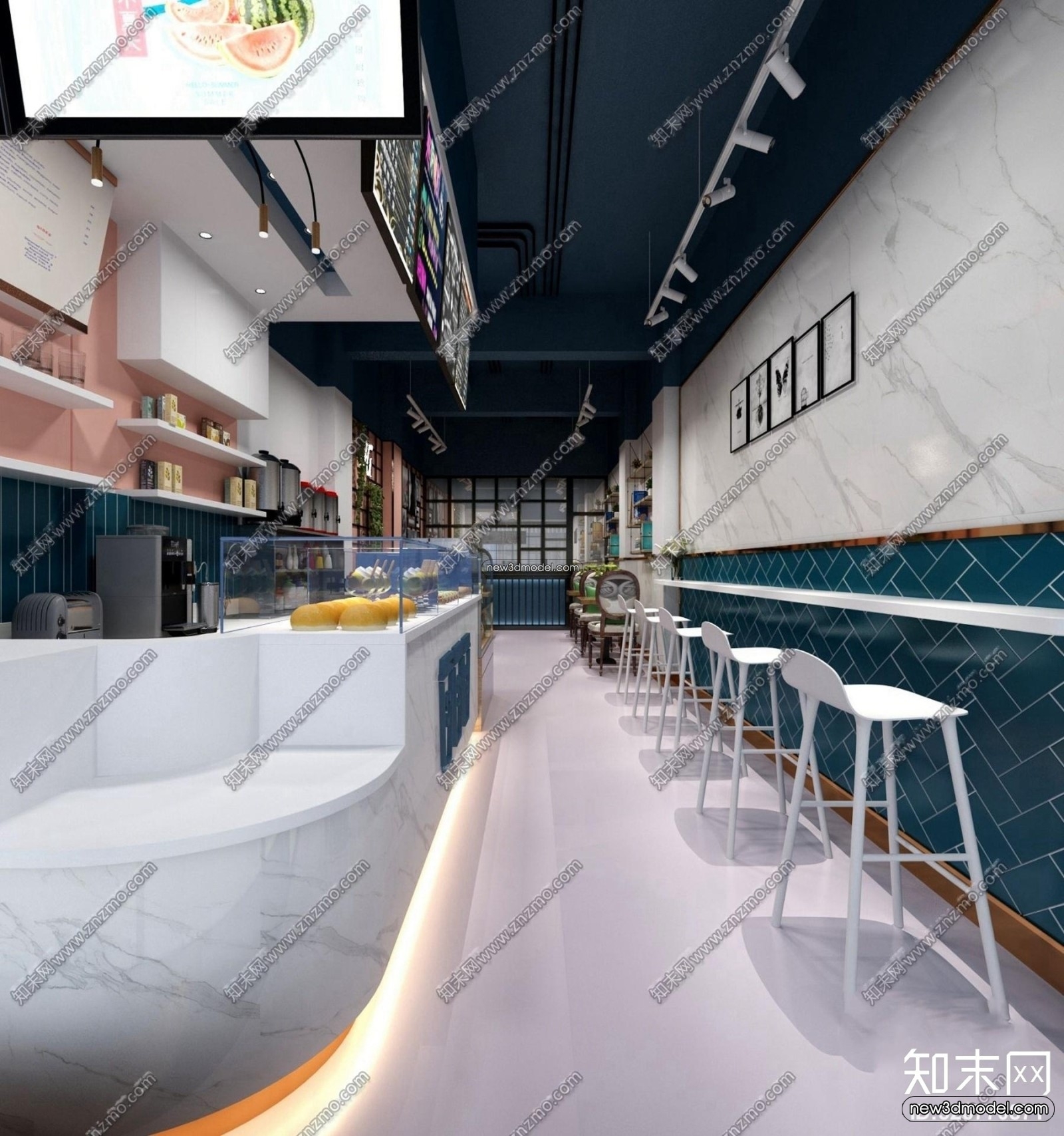 Restaurant and Fastfood 3D Scene – 3D Blocks – 154 – VRAY - thumbnail 3