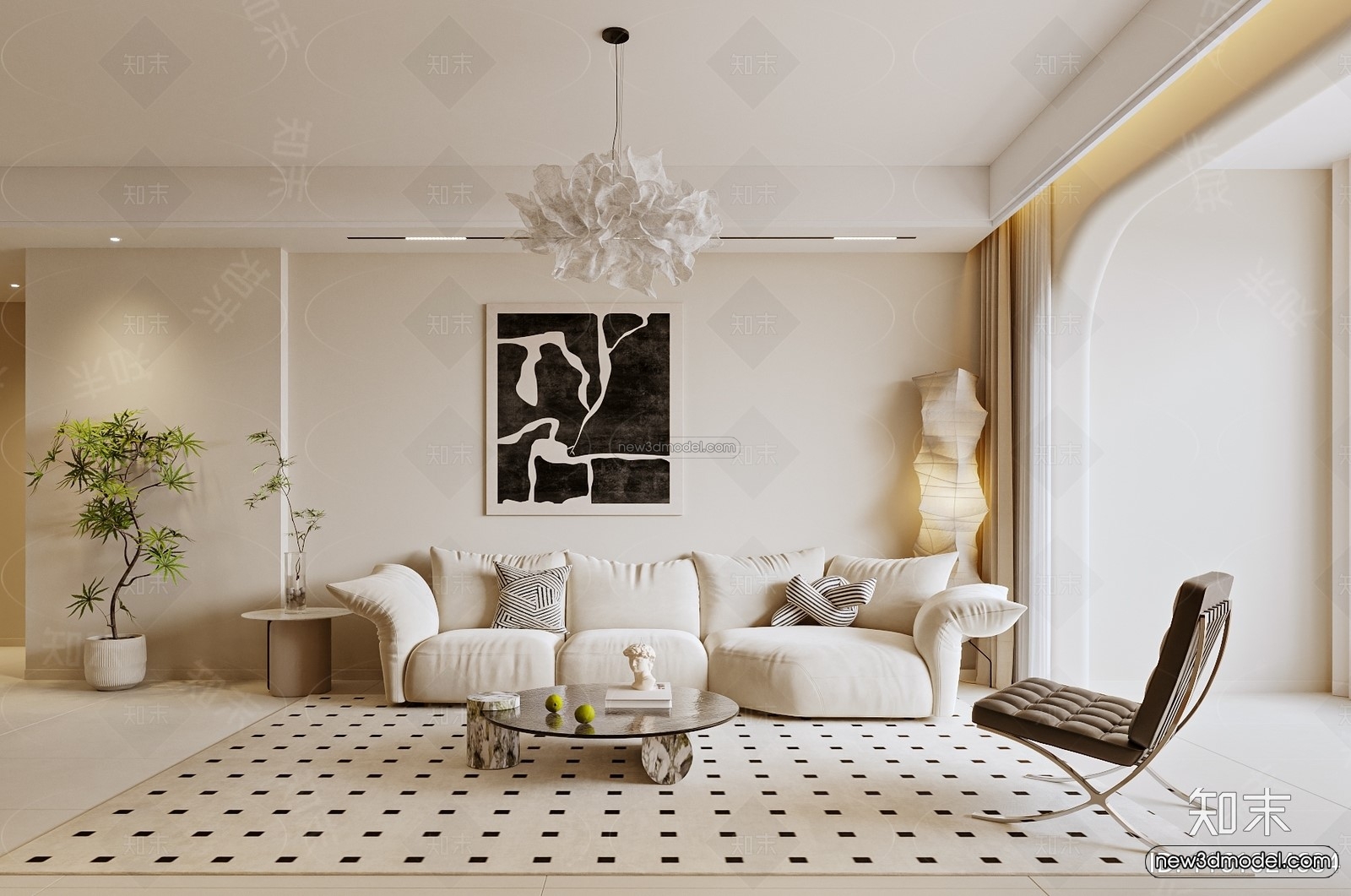 Modern Style Interior 3D Blocks and 3D Models – Living Room 3D Scene – 291 – CORONA - thumbnail 2