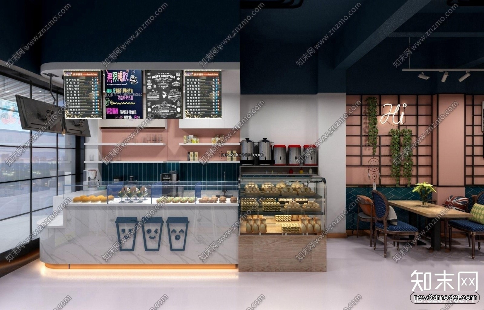 Restaurant and Fastfood 3D Scene – 3D Blocks – 154 – VRAY - thumbnail 2