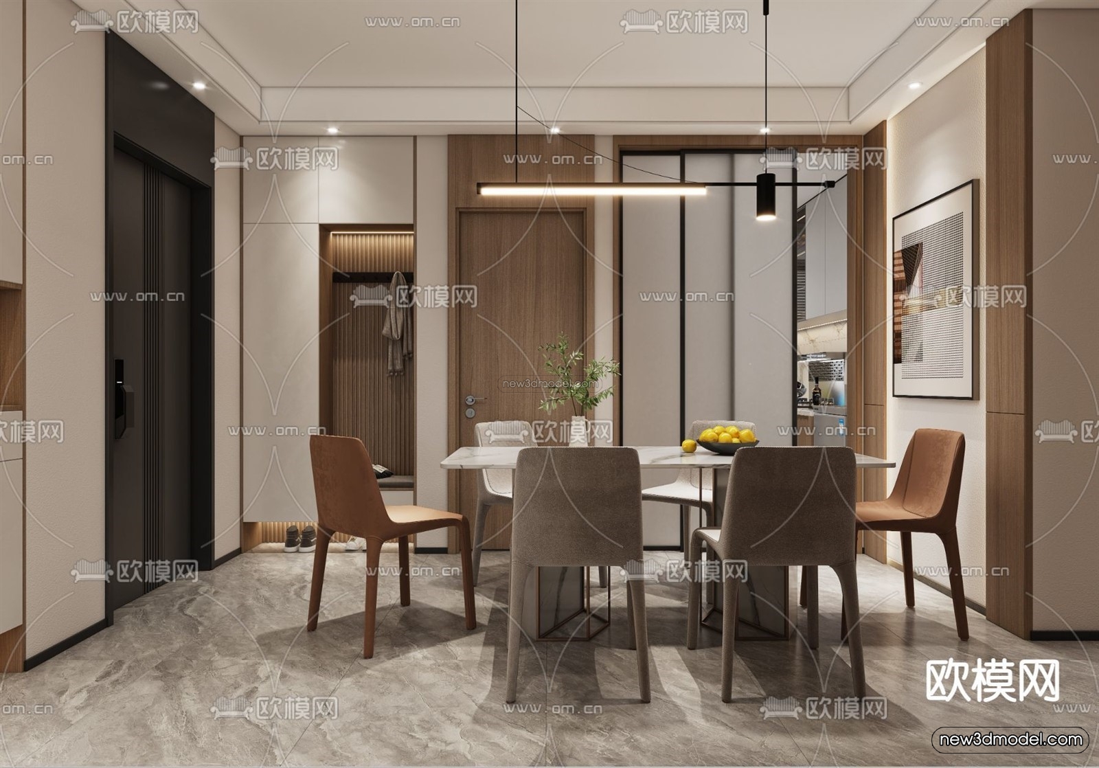 Modern Style Interior 3D Blocks – Living Room 3D Model – 091 – VRAY - thumbnail 5