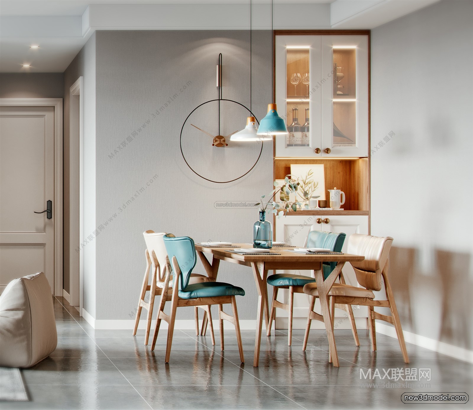 Morandi Style Interior 3D Blocks – Living Room 3D Scene – 053 – VRAY - thumbnail 4
