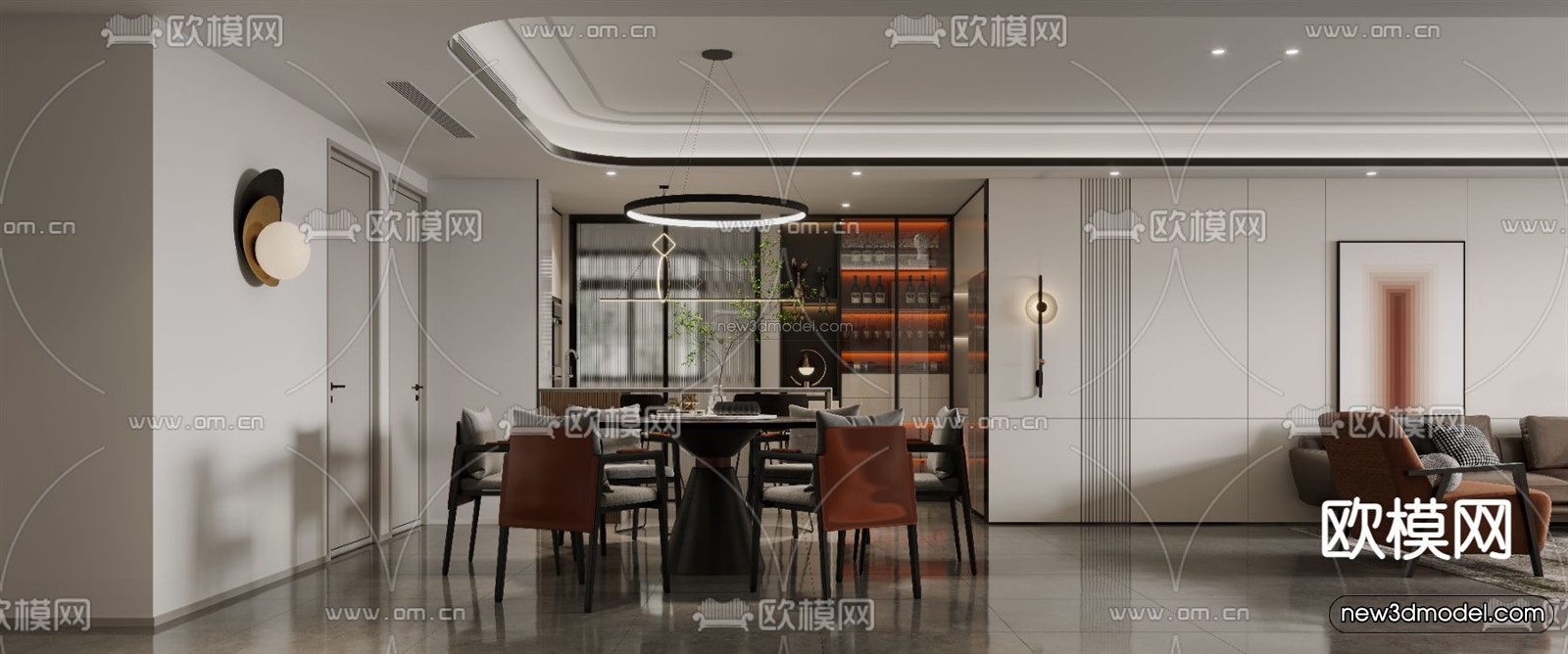 Modern Style Interior 3D Blocks and 3D Models – Living Room 3D Scene – 293 – CORONA - thumbnail 2