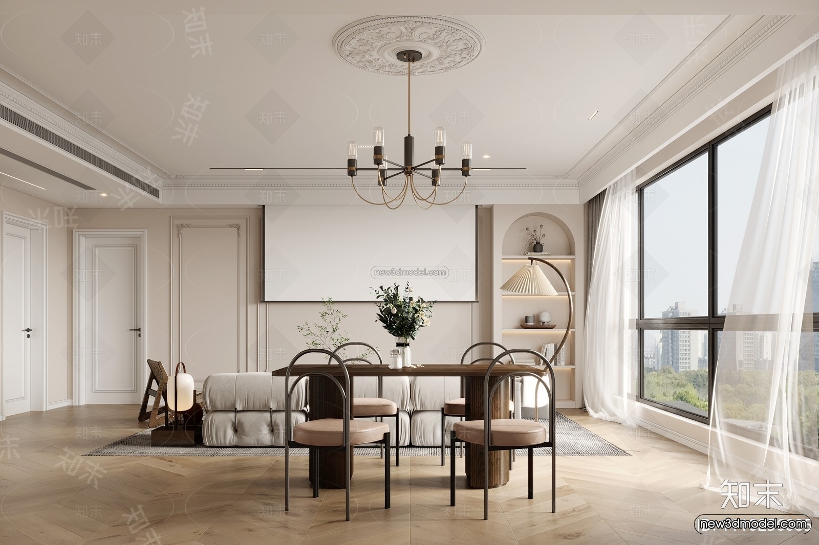 Modern Style Interior 3D Blocks and 3D Models – Living Room 3D Scene – 296 – CORONA - thumbnail 2