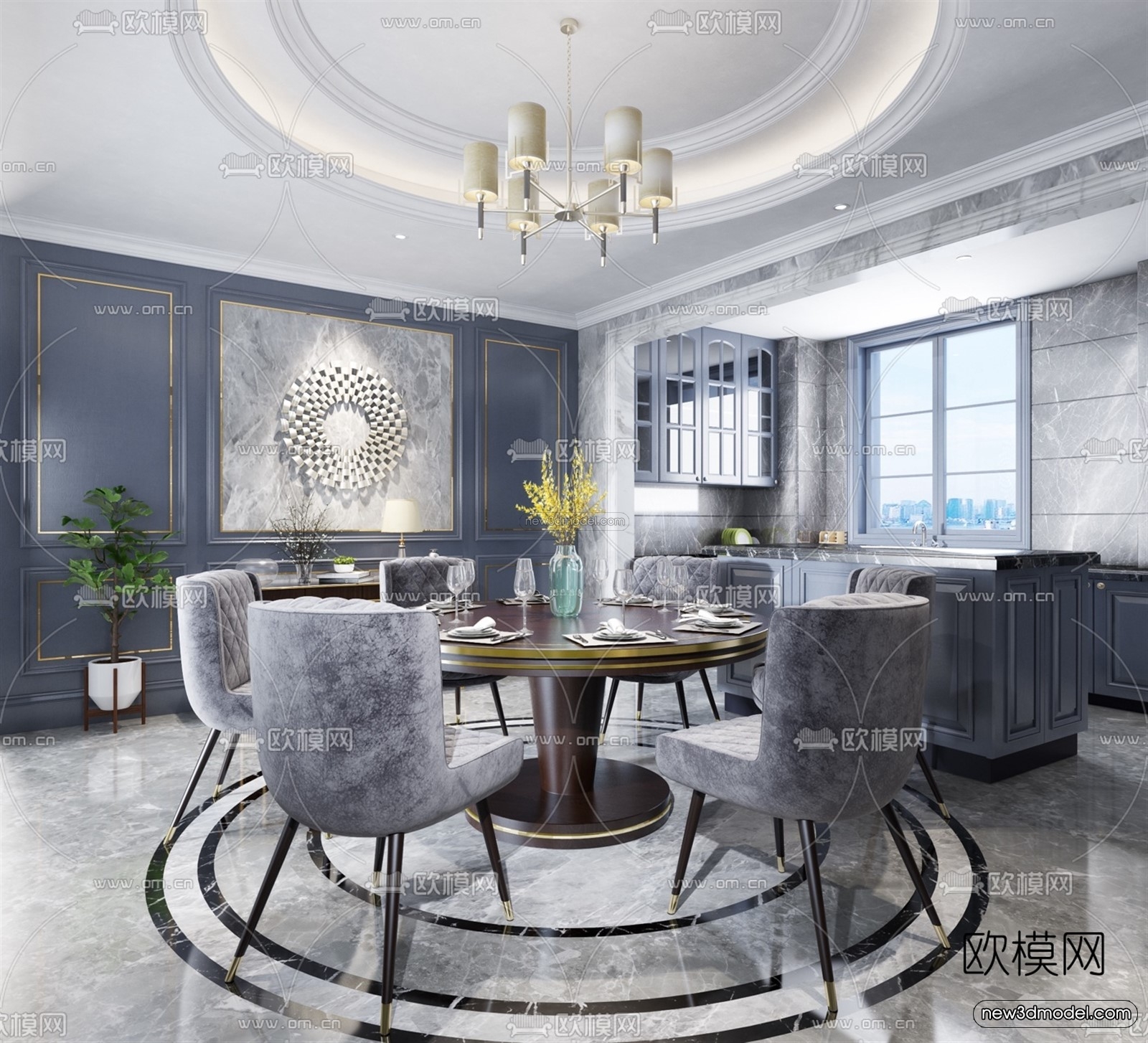 Morandi Style Interior 3D Blocks – Living Room 3D Scene – 054 – VRAY - thumbnail 5