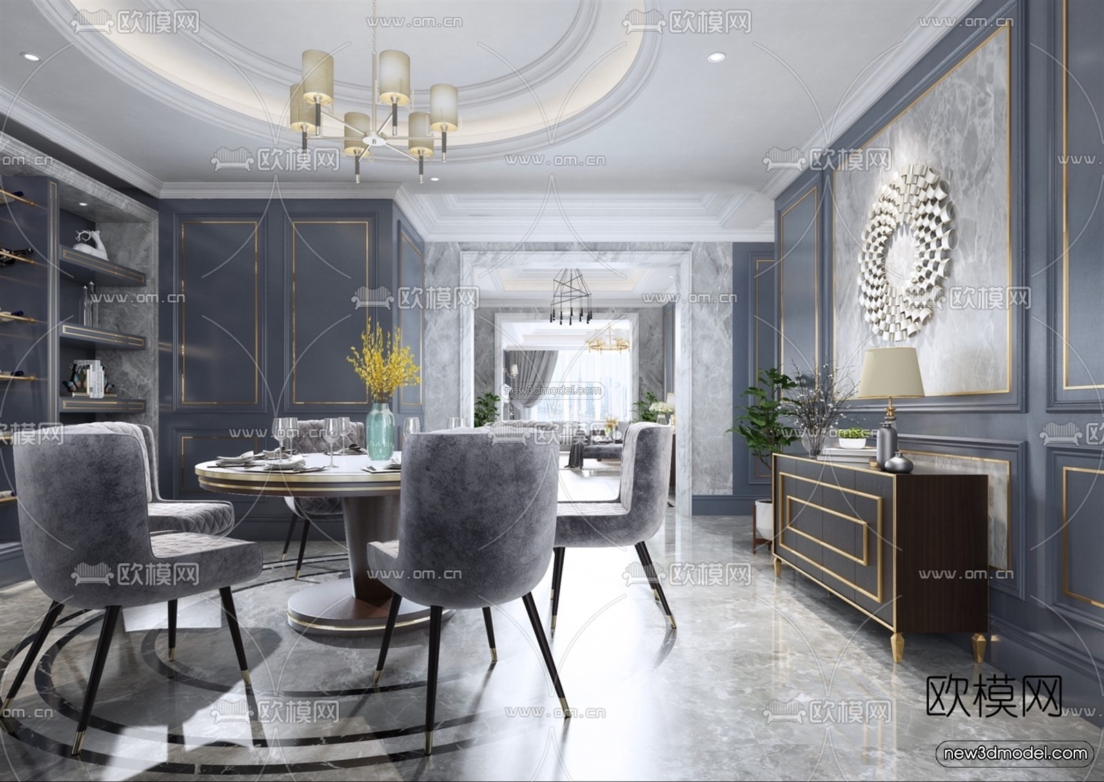 Morandi Style Interior 3D Blocks – Living Room 3D Scene – 054 – VRAY - thumbnail 4