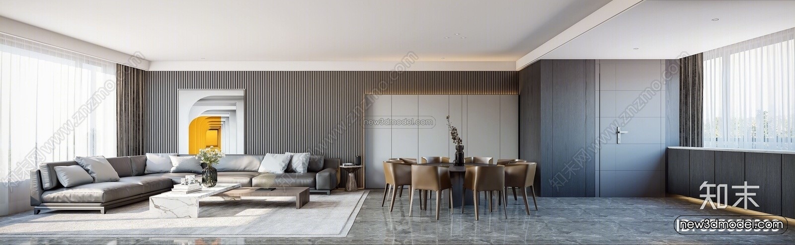 Modern Style Interior 3D Blocks – Living Room 3D Model – 096 – VRAY - thumbnail 4