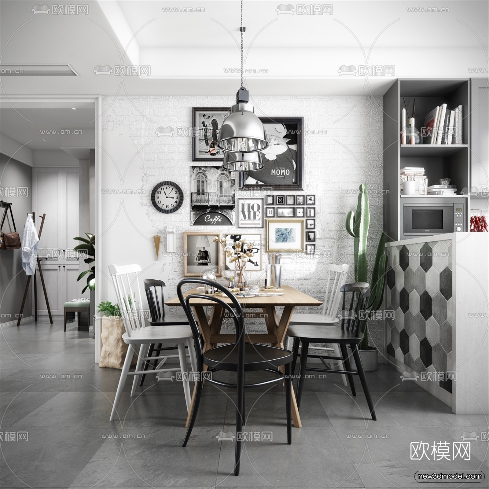 Nordic Style Interior 3D Blocks – Living Room 3D Model – 052 – VRAY - thumbnail 2