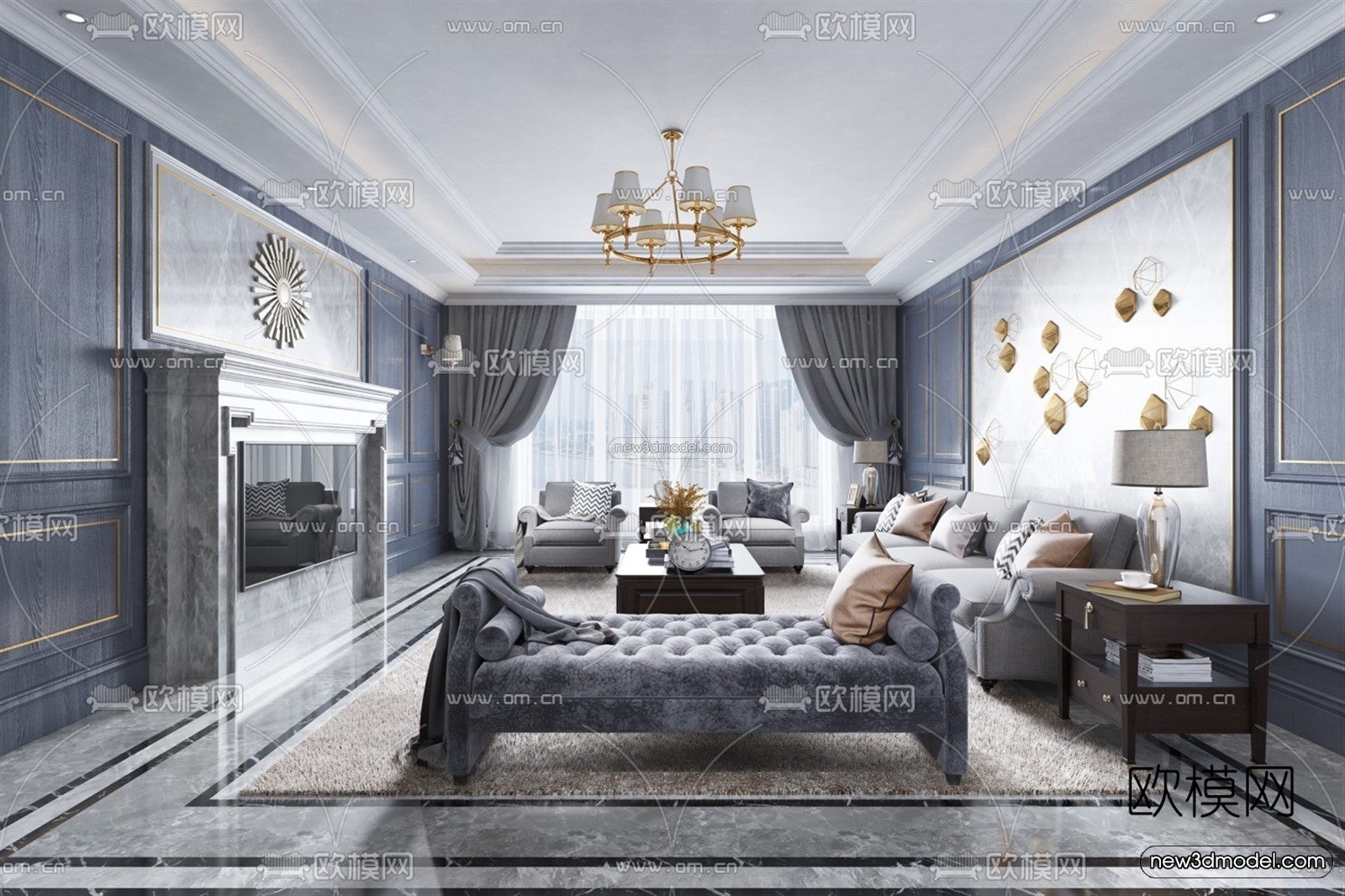 Morandi Style Interior 3D Blocks – Living Room 3D Scene – 054 – VRAY - thumbnail 2