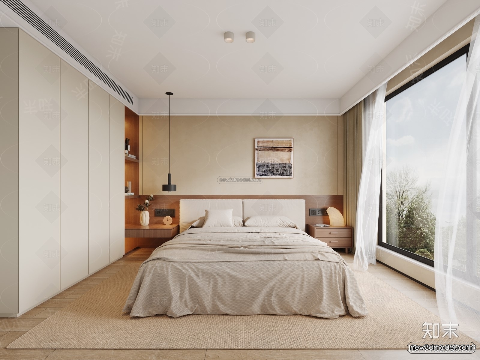 Modern Style Interior 3D Blocks and 3D Models – Bedroom 3D Scene – 453 – CORONA - thumbnail 2