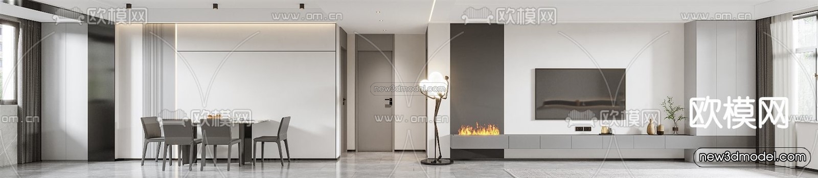 Modern Style Interior 3D Blocks and 3D Models – Living Room 3D Scene – 302 – CORONA - thumbnail 3