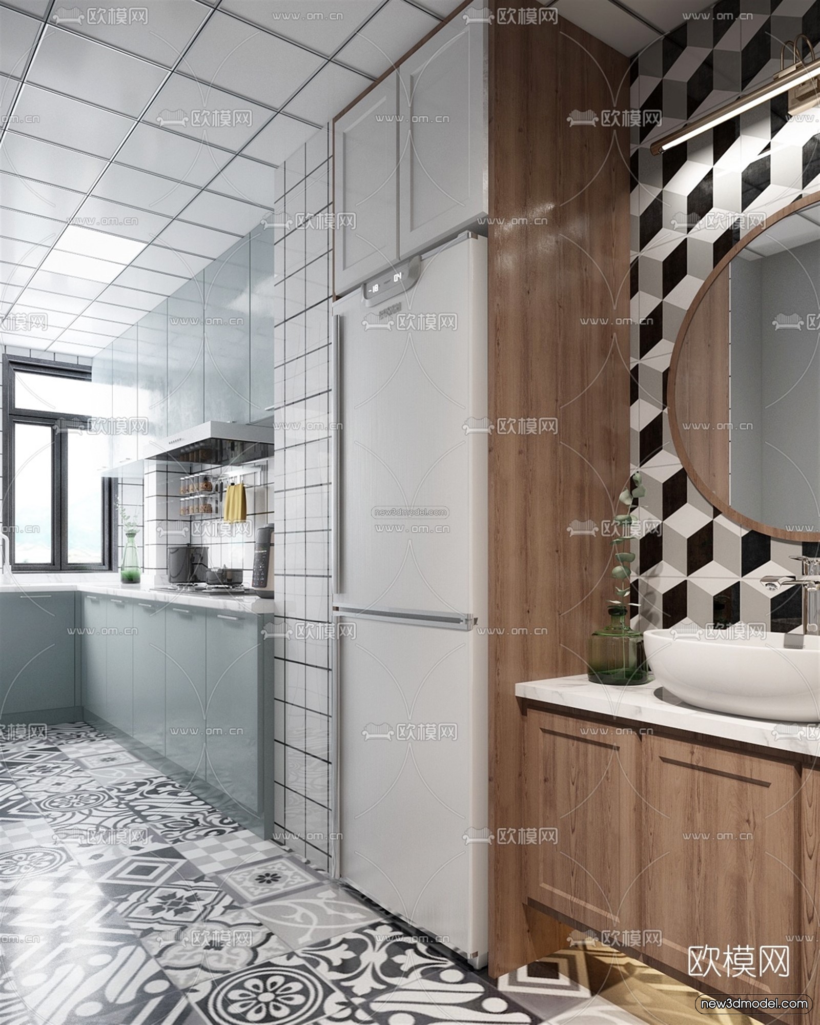 Morandi Style Interior 3D Blocks – Living Room 3D Scene – 057 – VRAY - thumbnail 4