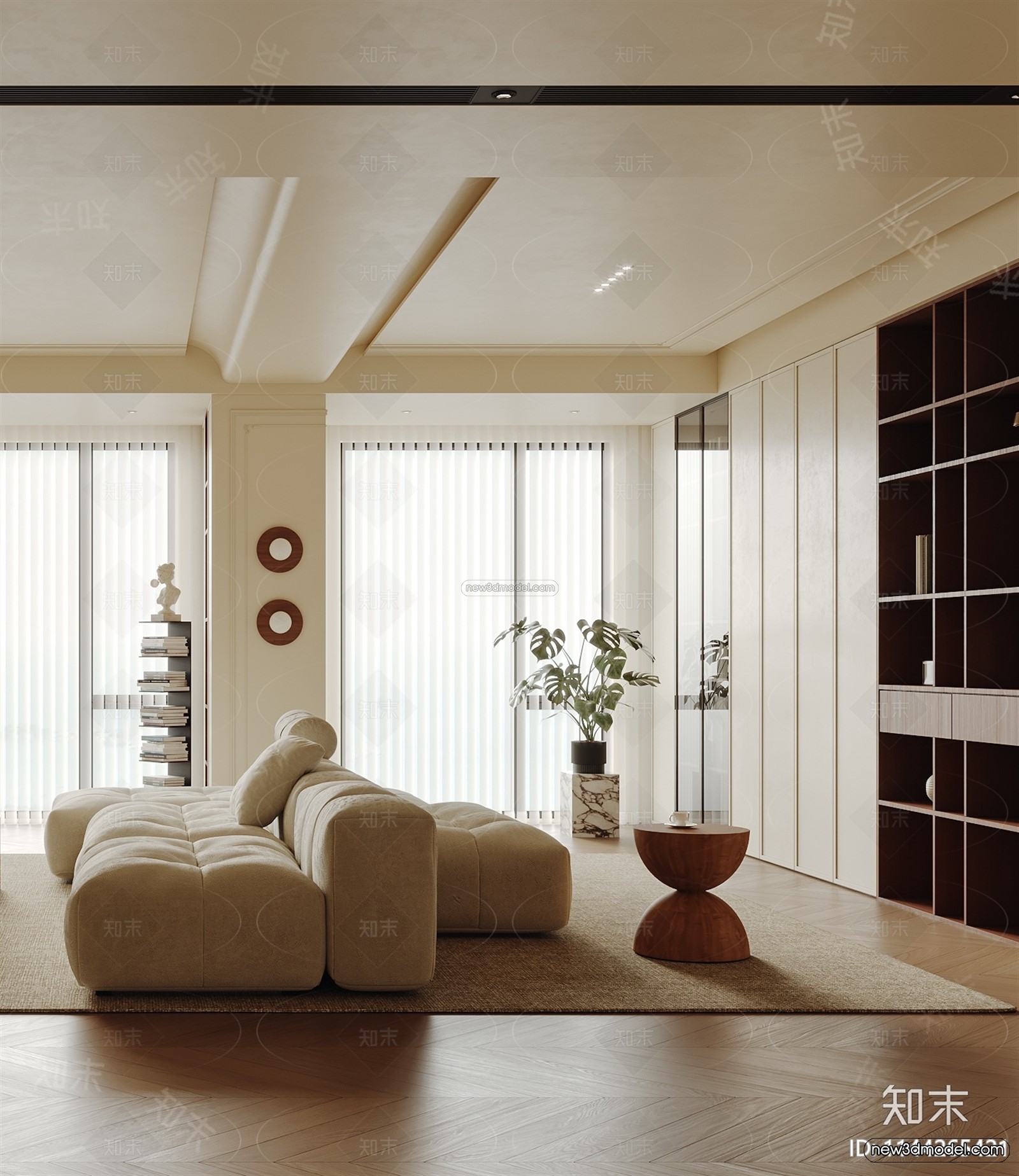 Modern Style Interior 3D Blocks and 3D Models – Living Room 3D Scene – 006 – CORONA - thumbnail 3