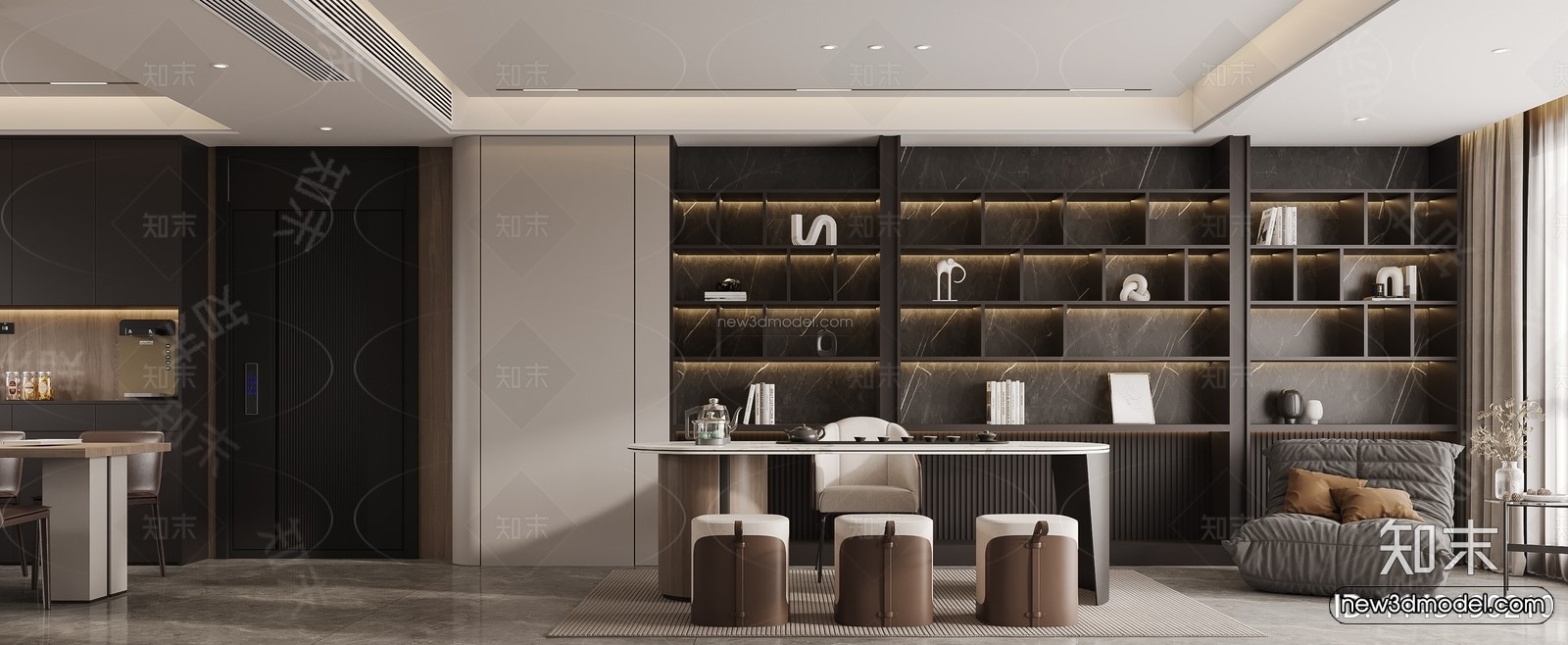 Modern Style Interior 3D Blocks and 3D Models – Living Room 3D Scene – 008 – CORONA - thumbnail 3