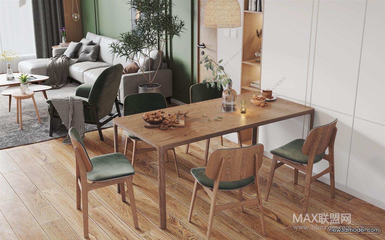 Morandi Style Interior 3D Blocks – Living Room 3D Scene – 058 – VRAY - thumbnail 4