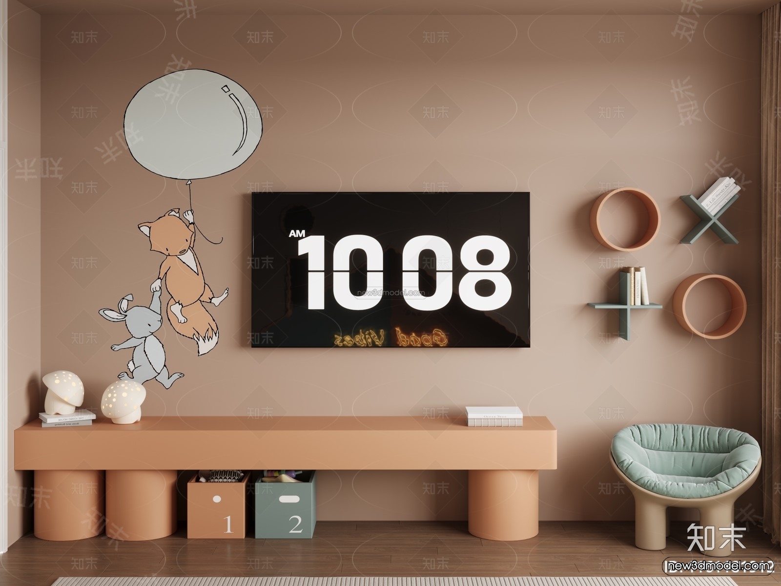 Modern Style Interior 3D Blocks and 3D Models – Bedroom 3D Scene – 468 – CORONA - thumbnail 2