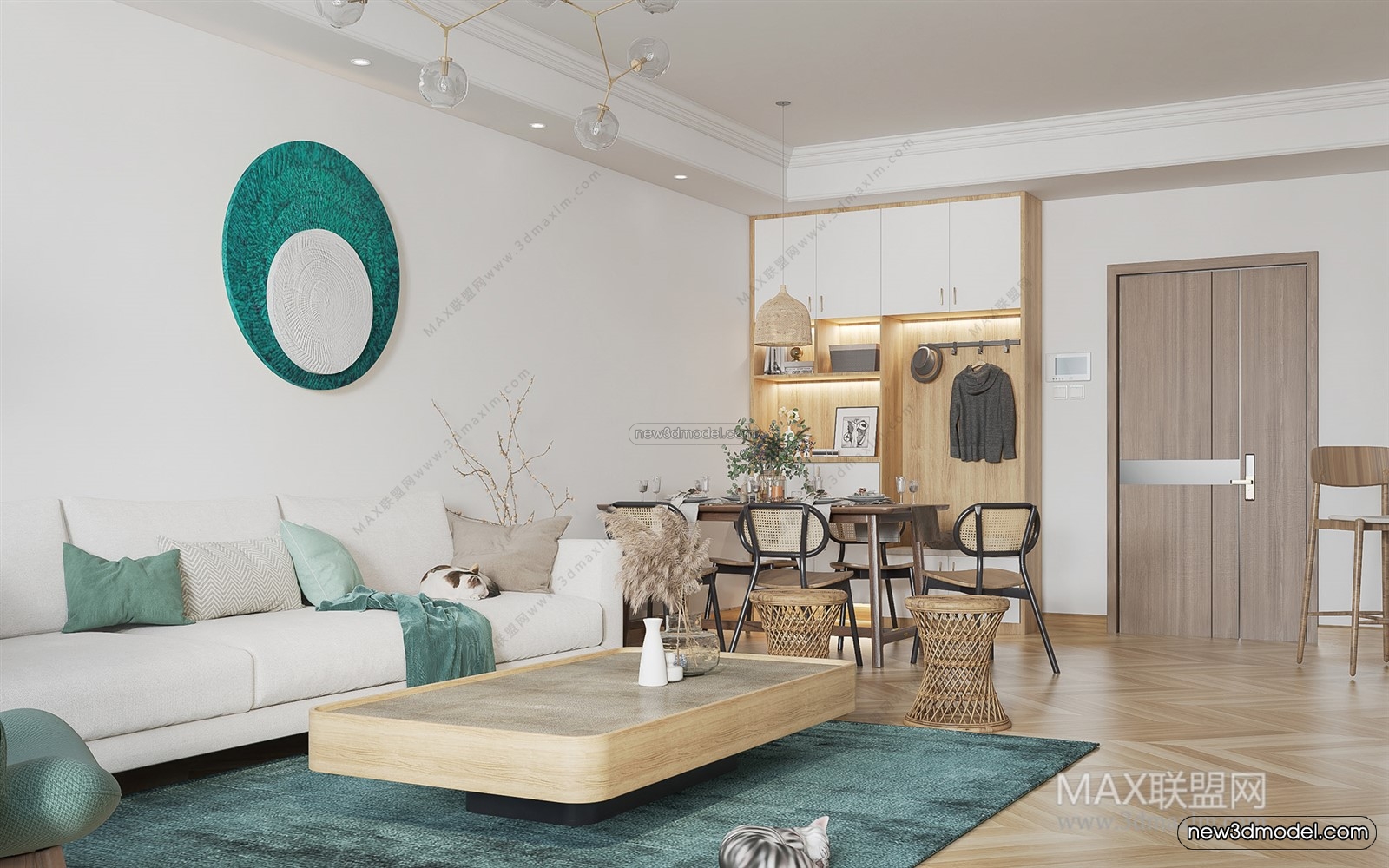 Morandi Style Interior 3D Blocks – Living Room 3D Scene – 059 – VRAY - thumbnail 5