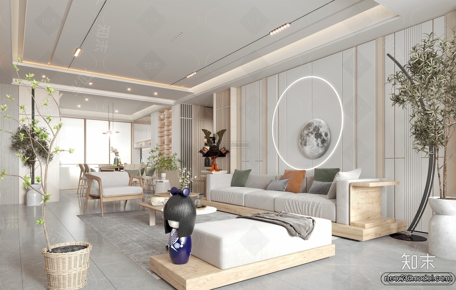 Modern Style Interior 3D Blocks and 3D Models – Living Room 3D Scene – 064 – CORONA - thumbnail 4