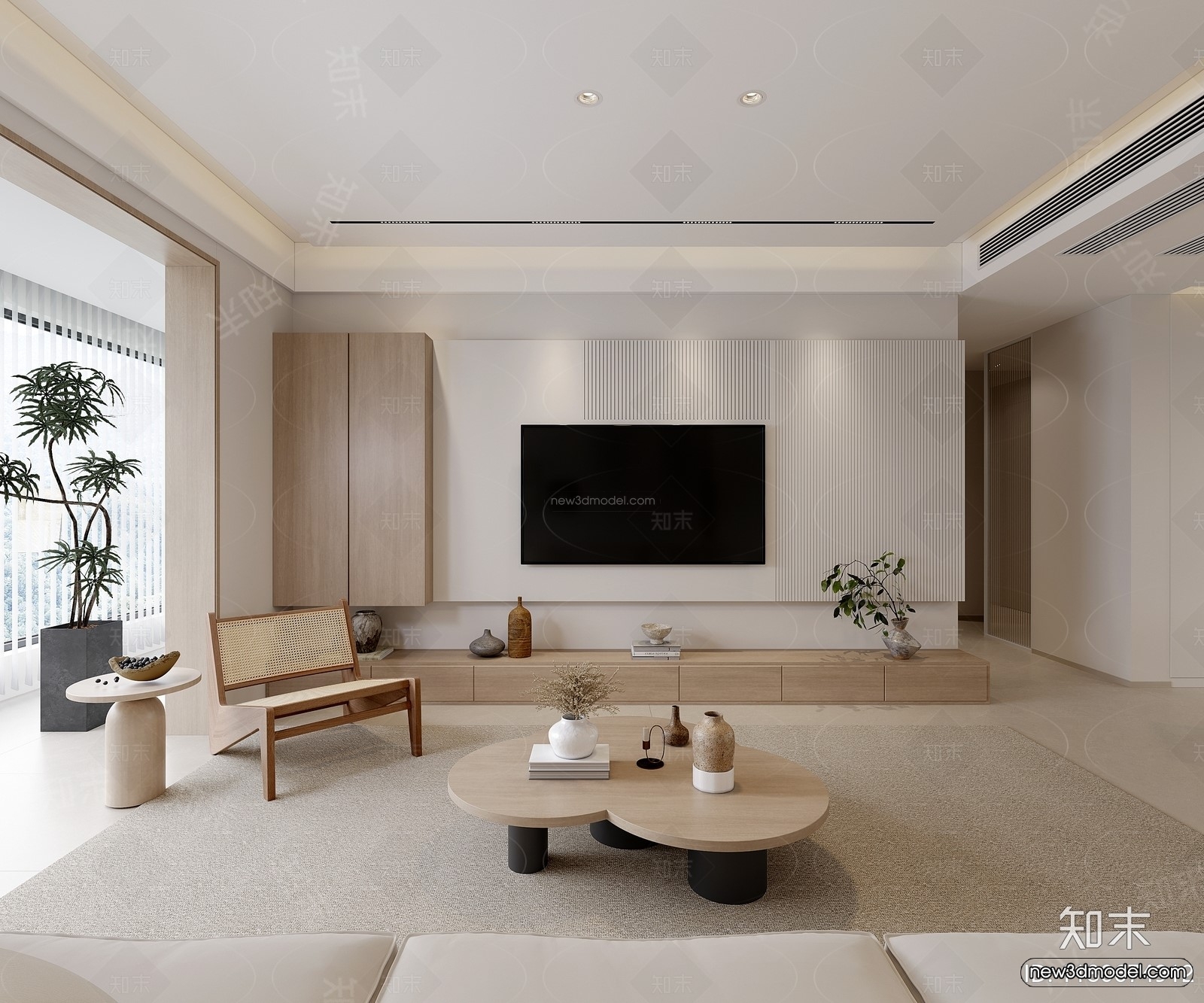 Modern Style Interior 3D Blocks and 3D Models – Living Room 3D Scene – 311 – CORONA - thumbnail 2