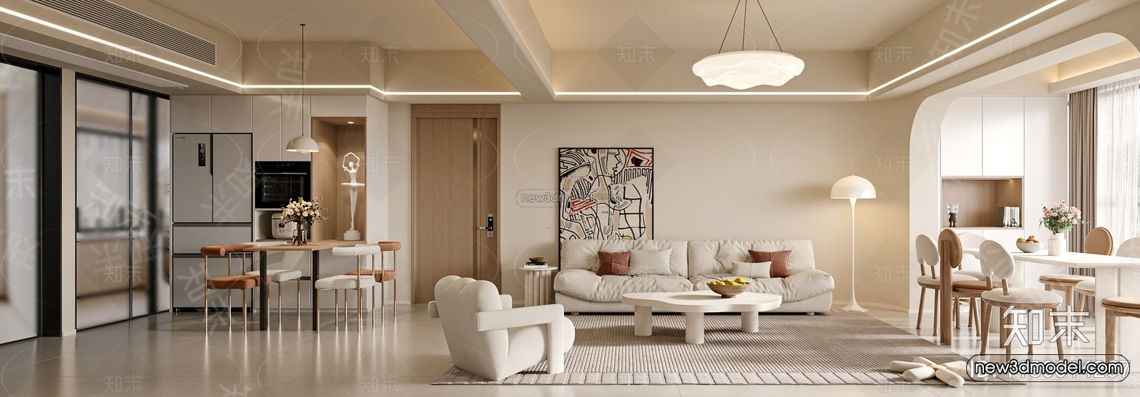 Modern Style Interior 3D Blocks and 3D Models – Living Room 3D Scene – 312 – CORONA - thumbnail 2