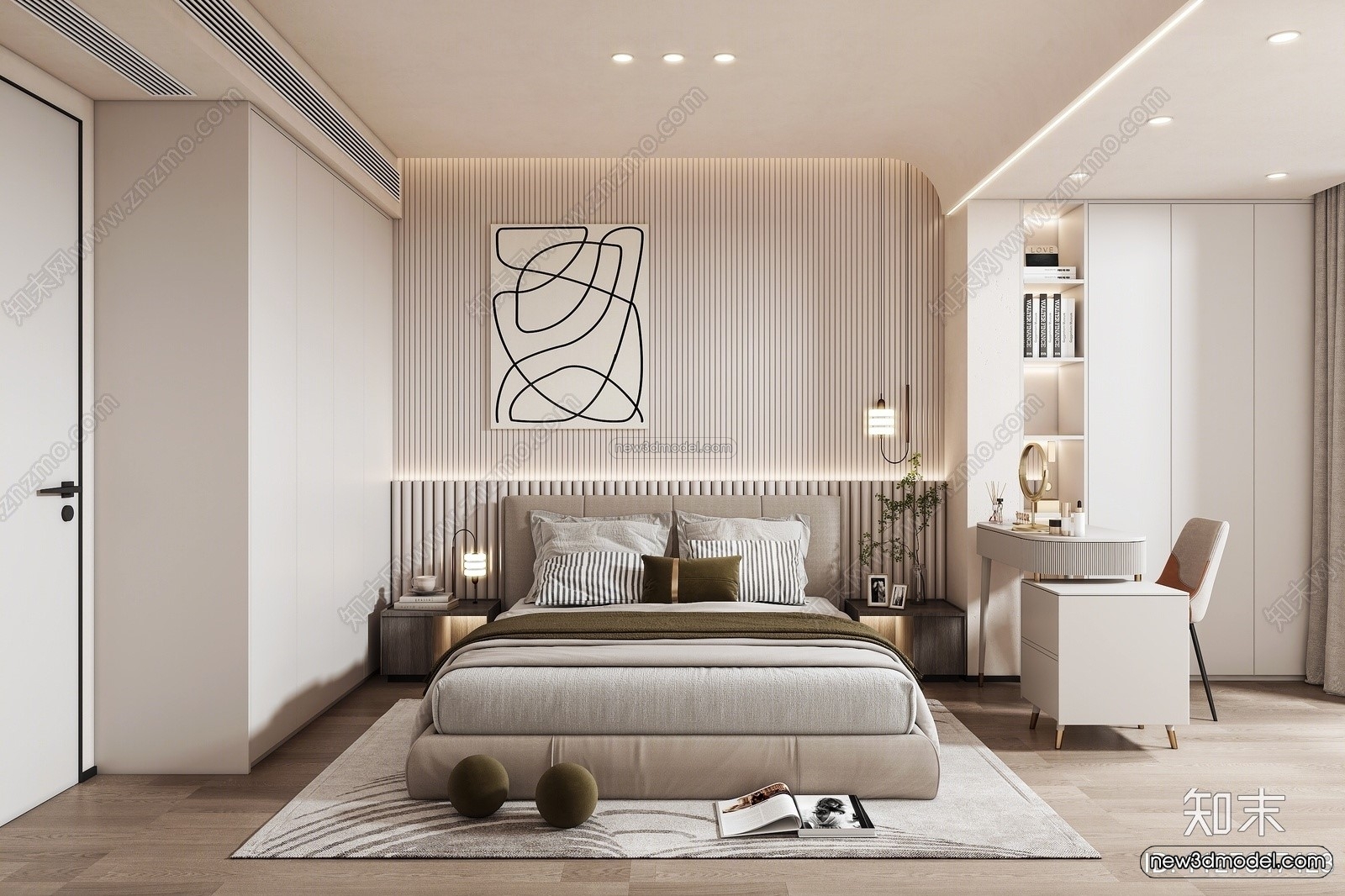Cream Style Interior 3D Blocks – Living Room 3D Model – 071 – VRAY - thumbnail 3